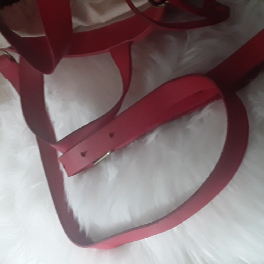 Madewell Red The Austin Crossbody bucket Bag - Picture 9 of 10